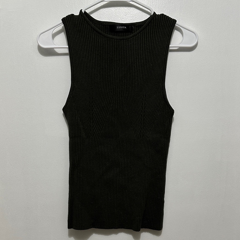 Olive Ribbed Tank Top